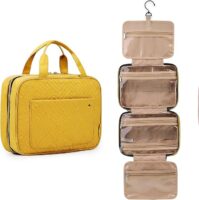 Toiletry Bag Travel Bag with Hanging Hook, Water-resistant Makeup Cosmetic Bag Travel Organizer for Accessories, Shampoo, Full-size Container, Toiletries